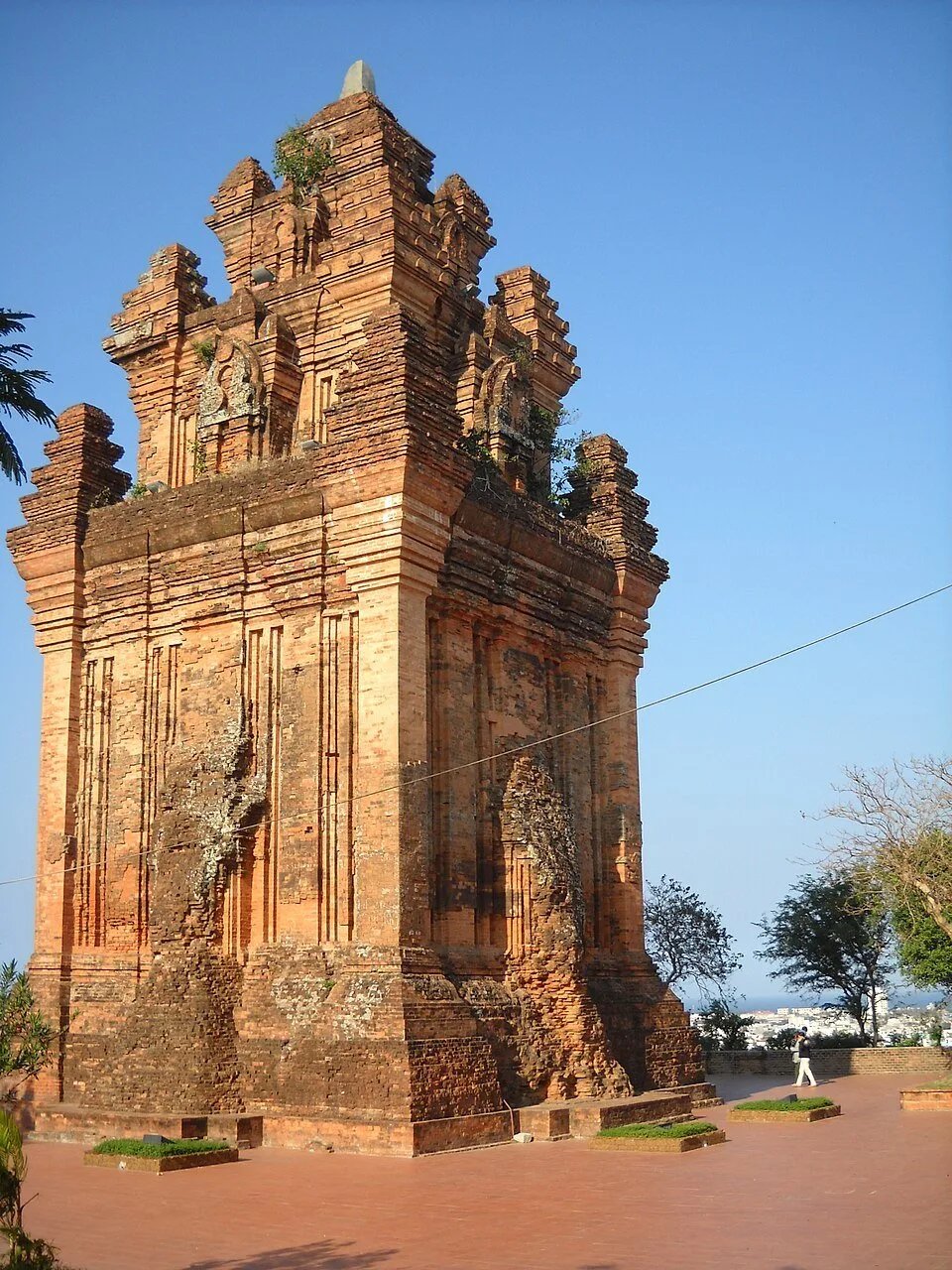 Thap Nhan tower on a mountain above the city of Tuy Hoa